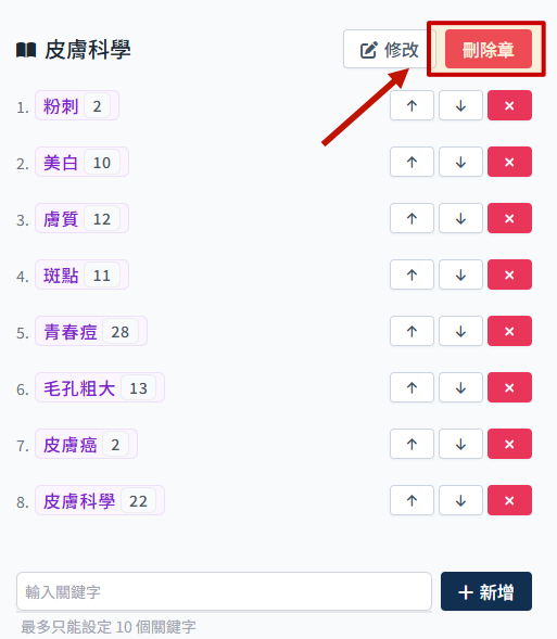 刪除章