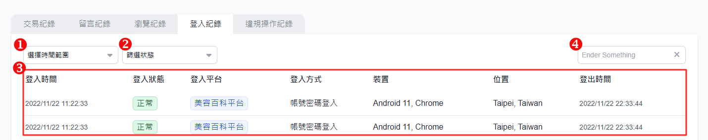 登入紀錄
